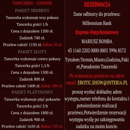 Cennik -Striptiz Damski Katowice
