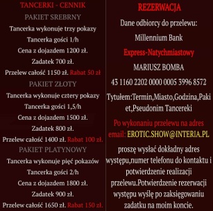 Cennik - Striptizerka Płock