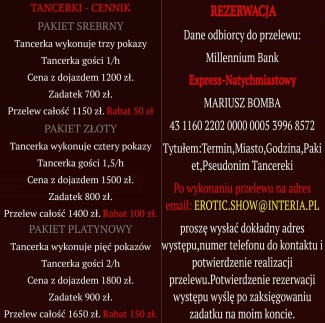 Cennik - Striptizerka Lublin